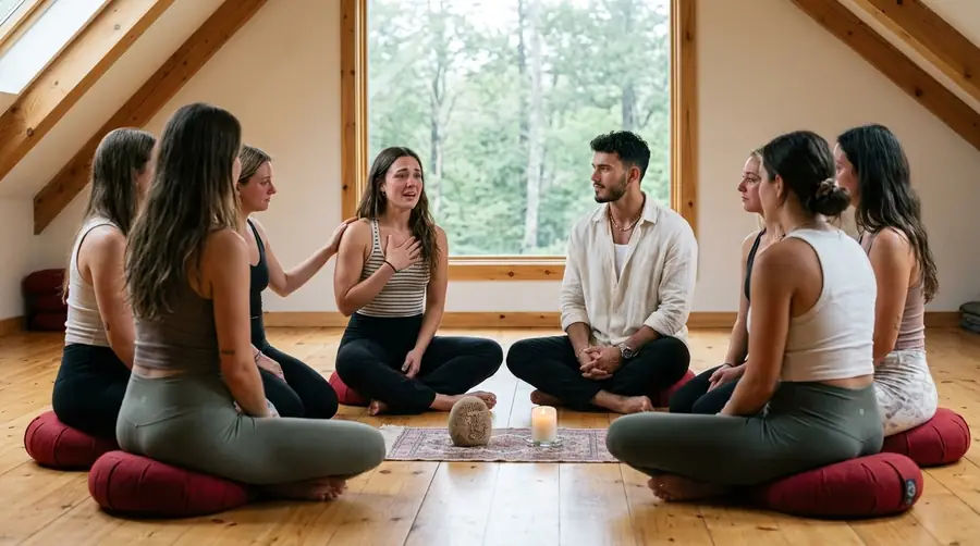 Sharing Circle: die Gruppe sitzt im Kreis und hört zu